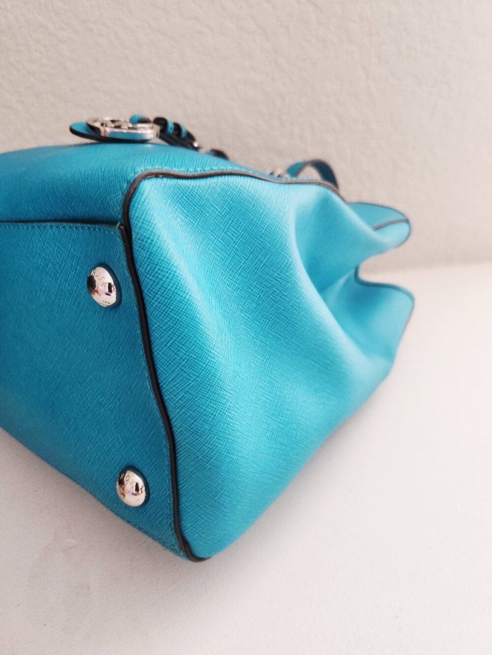 New Michael Kors Blue/Green Tote Bag Purse - Picture 9 of 13